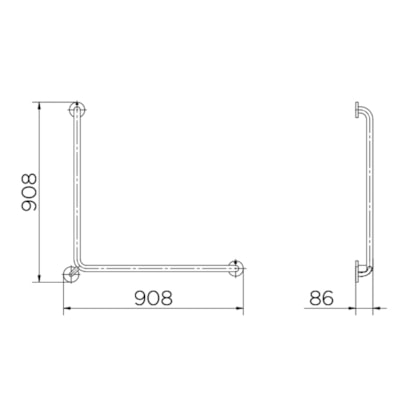 Barra De Apoio De Acessibilidade Em `L` Benefit Inox Escovado Docol 80cm 